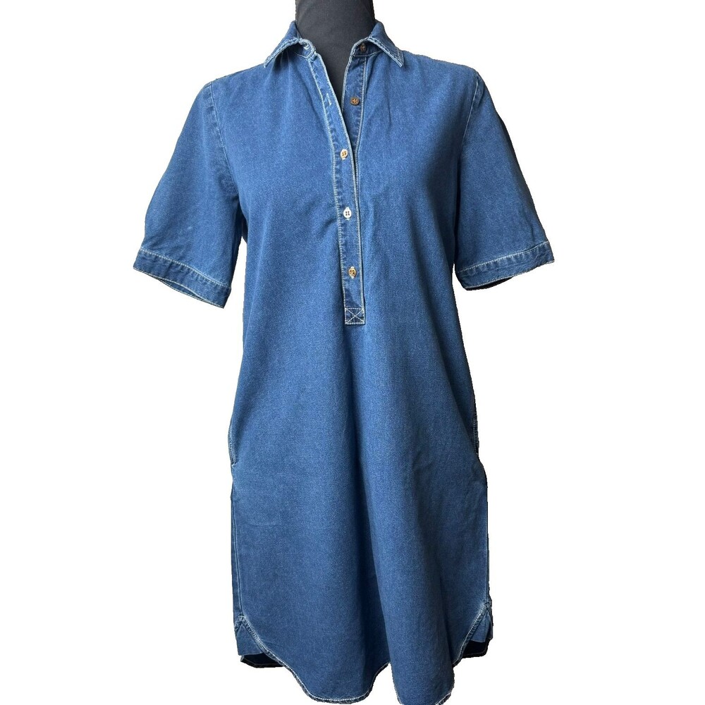 J. Mclaughlin Women's XSmall Blue Denim Knee Length Short Sleeve Dress Cotton